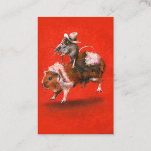 Cowboy Mouse And Guinea Pig ACEO Business  Card