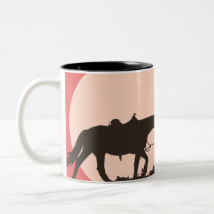 Cowboy mug, western sunset vintage style coffee Two-Tone coffee mug
