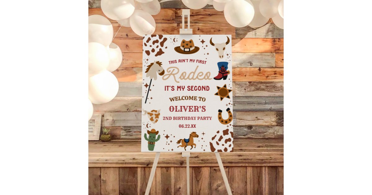 Second Rodeo Saying Cowboy My Second Rodeo Birthday Party Welcome Sign | Zazzle