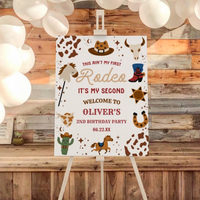 Cowboy My Second Rodeo Birthday Party Welcome Sign (Creator Uploaded)