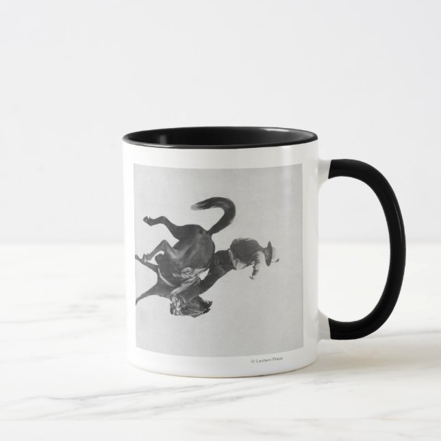 Cowboy Ned Coy Riding Bucking Bronco Named Mug (Right)