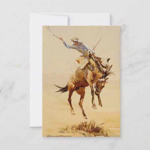 Cowboy on a Bucking Horse 2 by Edward Borein Thank You Card