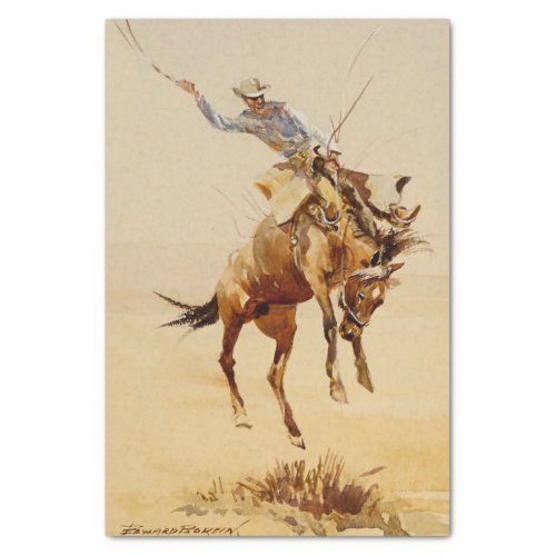 Cowboy on a Bucking Horse 2 by Edward Borein Tissue Paper