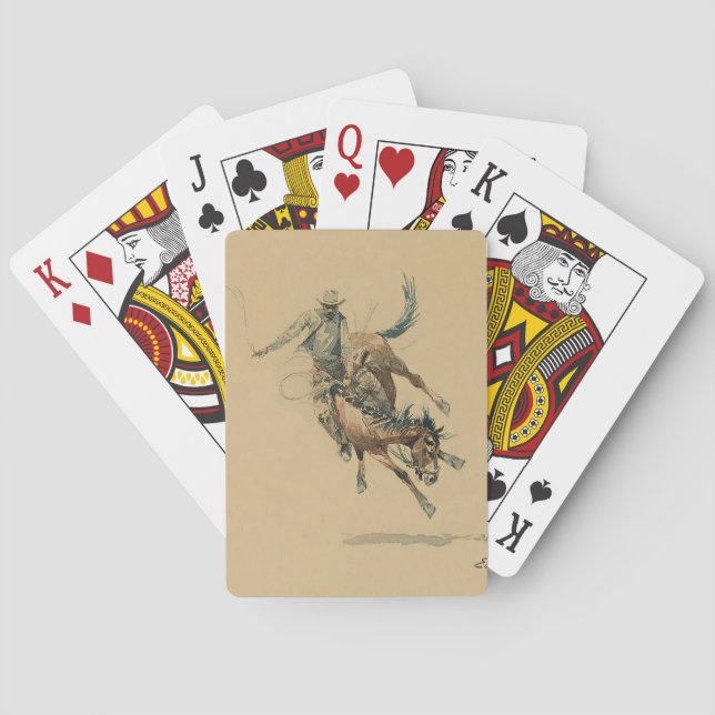 Cowboy on a Bucking Horse #3 by Edward Borein Poker Cards (Back)