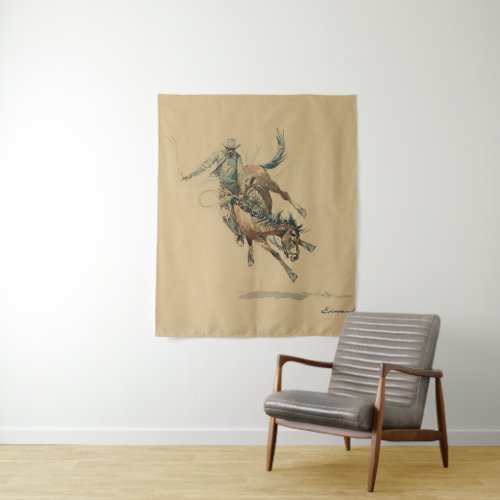 Cowboy on a Bucking Horse 3 by Edward Borein Tapestry