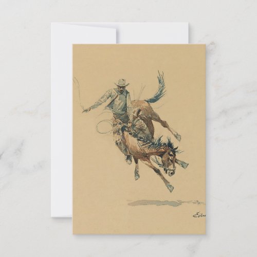 Cowboy on a Bucking Horse 3 by Edward Borein Thank You Card