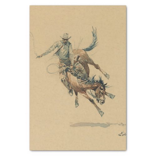 Cowboy on a Bucking Horse 3 by Edward Borein Tissue Paper