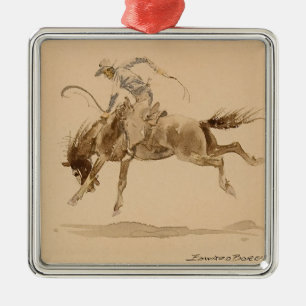 Cowboy on a Bucking Horse by Edward Borein Metal Ornament