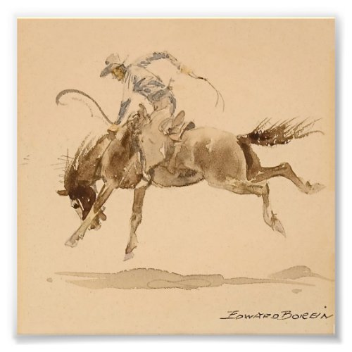 Cowboy on a Bucking Horse by Edward Borein Photo Print