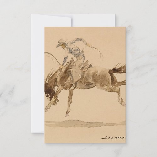 Cowboy on a Bucking Horse by Edward Borein Thank You Card