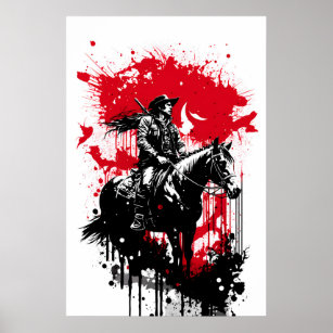 Cowboy On A Horse Painting Poster