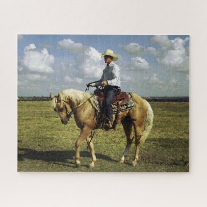 Cowboy On a Palomino Horse Jigsaw Puzzle
