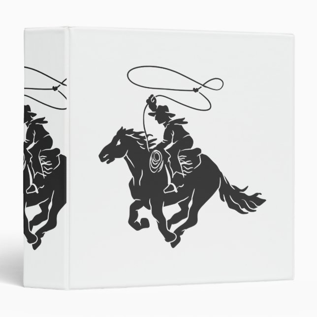 Cowboy on bucking horse running with lasso 3 ring binder (Front/Spine)