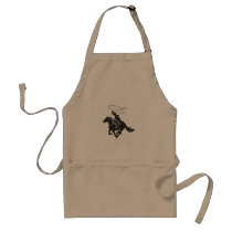 Cowboy on bucking horse running with lasso adult apron