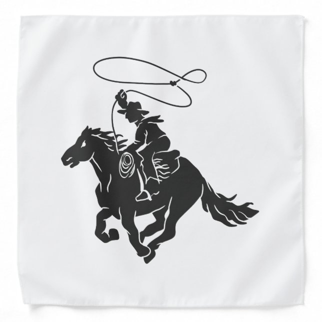 Cowboy on bucking horse running with lasso bandana (Front)
