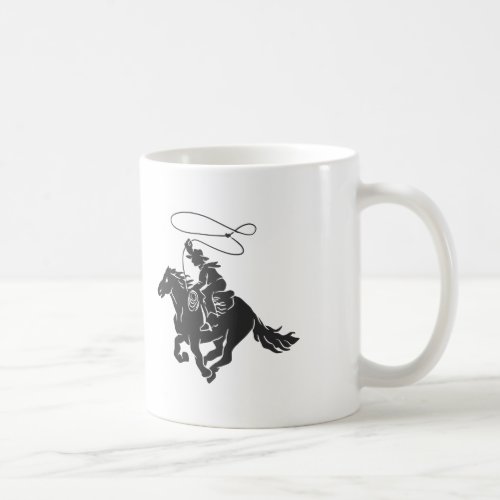 Cowboy on bucking horse running with lasso coffee mug