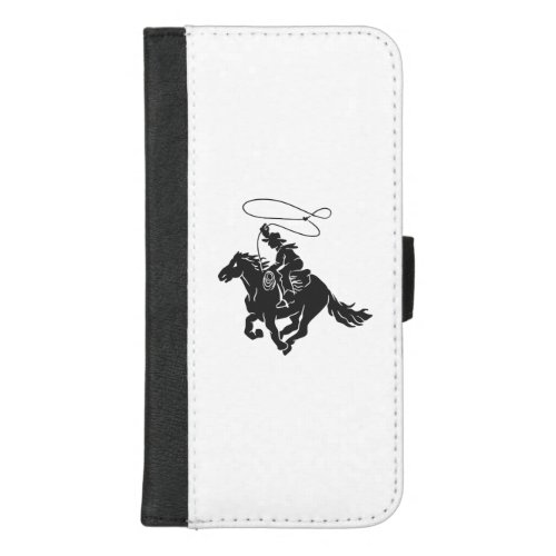 Cowboy on bucking horse running with lasso iPhone 87 plus wallet case