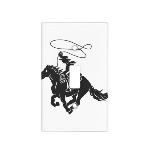 Cowboy on bucking horse running with lasso light switch cover