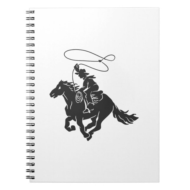 Cowboy on bucking horse running with lasso notebook (Front)