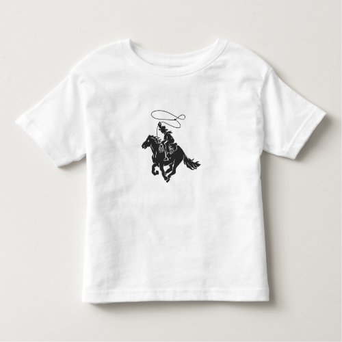 Cowboy on bucking horse running with lasso toddler t_shirt