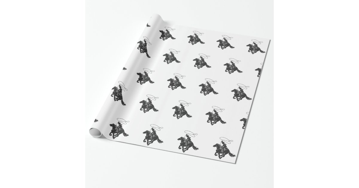Horse Silhouette Cowboy Western Premium Gift Wrap Wrapping Paper