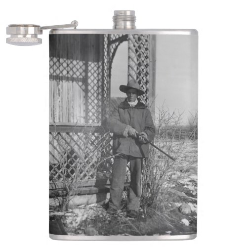 Cowboy on Canadian Old West Farm Flask