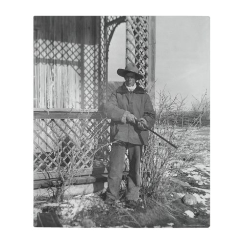 Cowboy on Canadian Old West Farm Metal Print