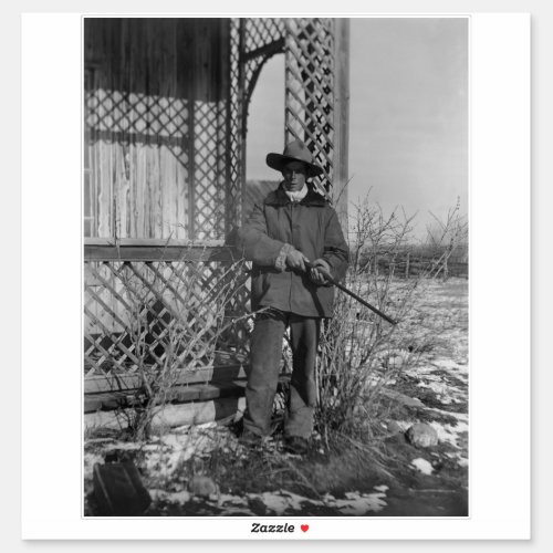 Cowboy on Canadian Old West Farm Sticker