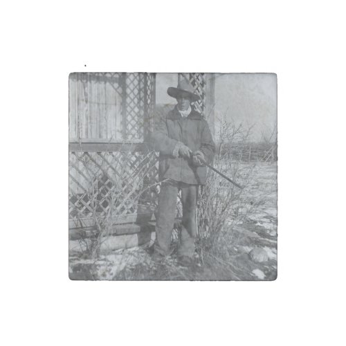 Cowboy on Canadian Old West Farm Stone Magnet