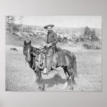 Cowboy on His Horse PhotographSouth Dakota Poster