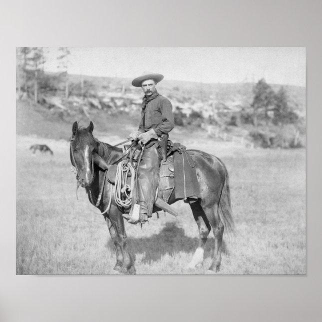 Cowboy on His Horse PhotographSouth Dakota Poster (Front)