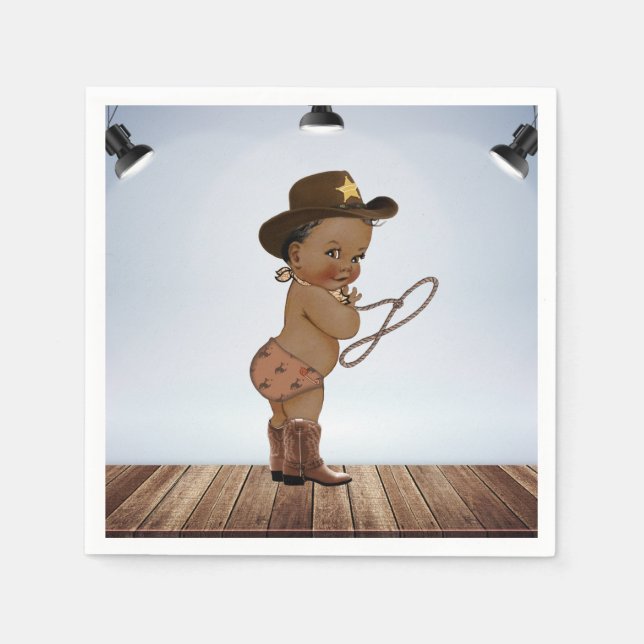 Cowboy On His Way Baby Shower  Napkins (Front)