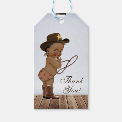 Cowboy On His Way Baby Shower Thank You  Gift Tags