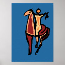 Cowboy on Horse Abstract 2 Poster