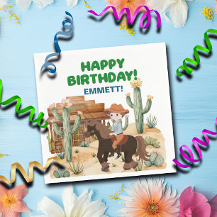 Cowboy on Horse Birthday Party Napkins