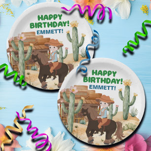 Cowboy on Horse Birthday Party Paper Plates