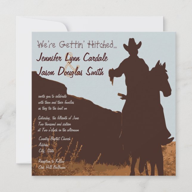 Cowboy on Horse Country Western Wedding Invitation (Front)