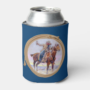 Cowboy On Horse Making A Toast Can Cooler