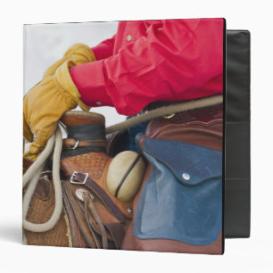 Cowboy on Horse wearing Leather Chaps Binder