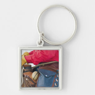 Cowboy on Horse wearing Leather Chaps Keychain