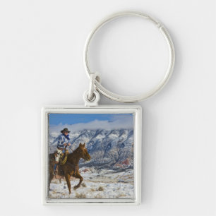 Cowboy on Horse wearing Leather Chaps Keychain