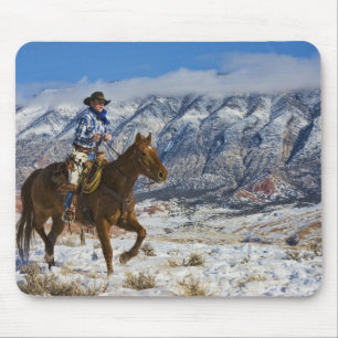 Cowboy on Horse wearing Leather Chaps Mouse Pad