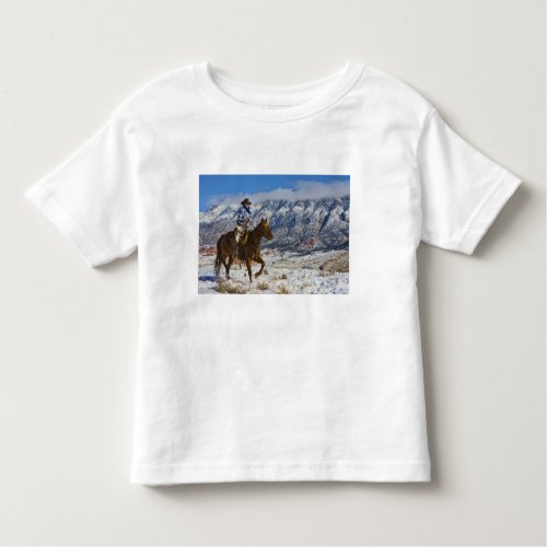 Cowboy on Horse wearing Leather Chaps Toddler T_shirt