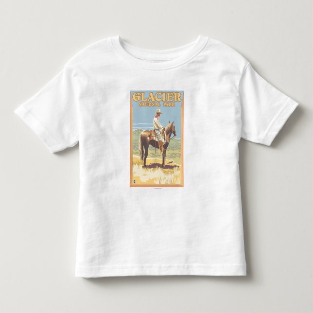 Cowboy on Horseback - Glacier National Park, Toddler T-shirt (Front)