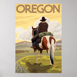 Cowboy on Horseback Poster