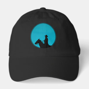 Cowboy on Horseback Silhouette - Turquoise  Hat