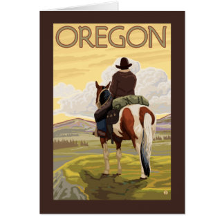 Cowboy on Horseback Vintage Travel Poster Cards