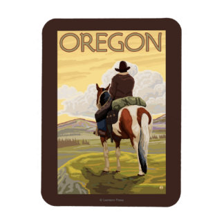 Cowboy on Horseback Vintage Travel Poster Magnet