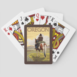 Cowboy on Horseback Vintage Travel Poster Poker Cards