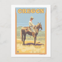 Cowboy on Horseback- Vintage Travel Poster Postcard